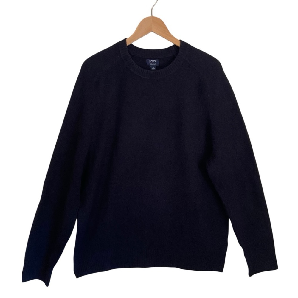 J. Crew Factory Men’s Black Extra-Soft Crewneck Sweater Large Knit Pullover